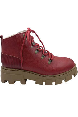 Kelsi Dagger Lace-Up Lug Ankle Boots Bronx Ruby - Medium